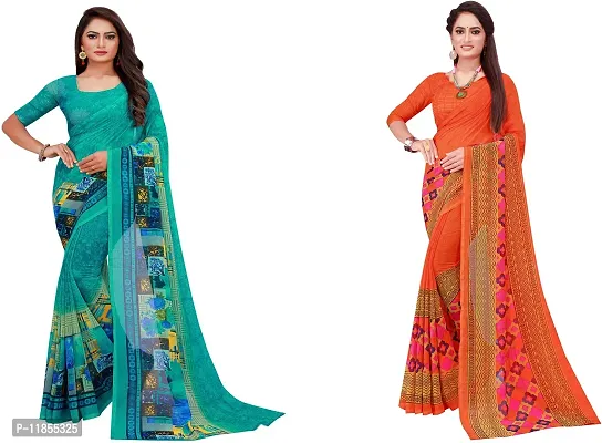 Beautiful Georgette Saree With Blouse Piece Pack Of 2