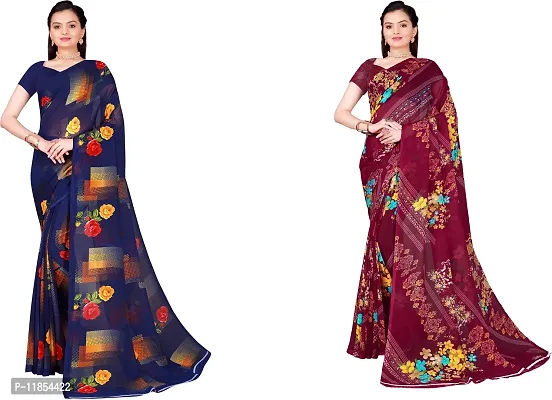 Beautiful Georgette Saree With Blouse Piece Pack Of 2-thumb0