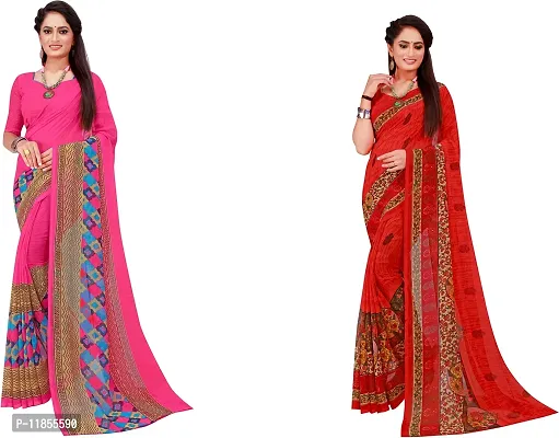 Beautiful Georgette Saree With Blouse Piece Pack Of 2