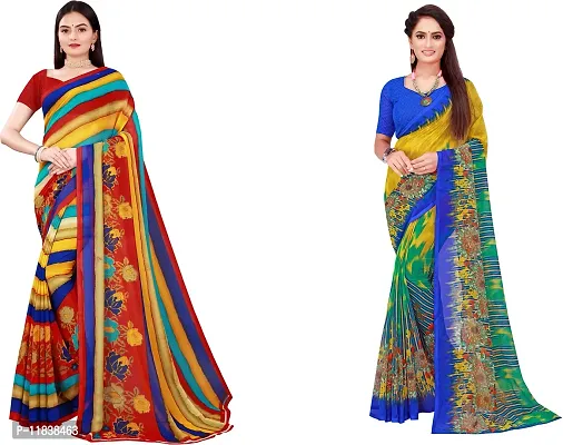 Beautiful Georgette Saree with Blouse Piece Pack Of 2