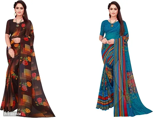 Beautiful Georgette Saree with Blouse Piece Pack Of 2-thumb0