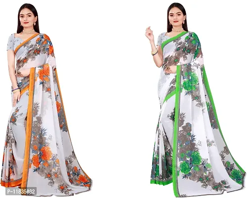 Beautiful Georgette Saree with Blouse Piece Pack Of 2-thumb0