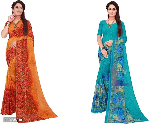 Beautiful Georgette Saree with Blouse Piece Pack Of 2-thumb0