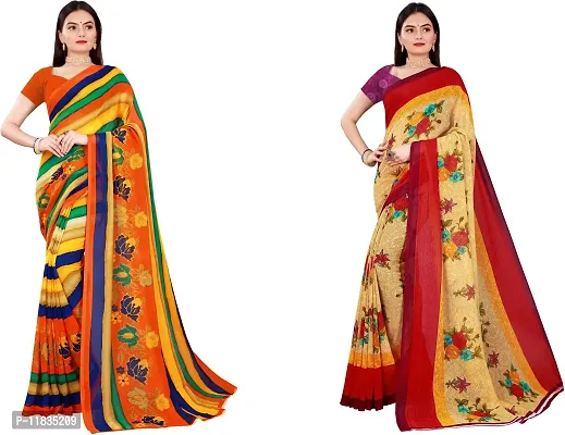 Beautiful Georgette Saree with Blouse Piece Pack Of 2-thumb0