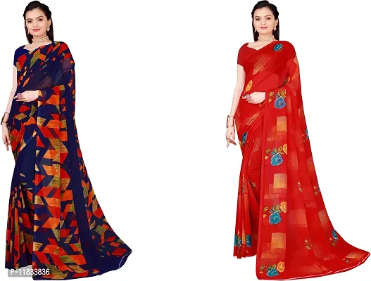 Beautiful Georgette Saree with Blouse Piece Pack Of 2