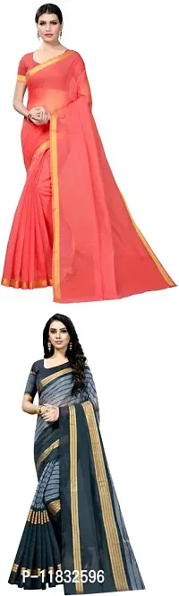 Beautiful Art Silk Saree with Blouse Piece Pack Of 2-thumb0