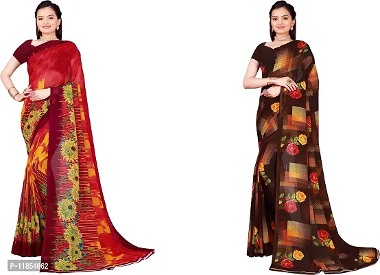 Beautiful Georgette Saree With Blouse Piece Pack Of 2