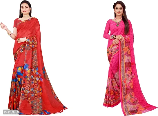 Beautiful Georgette Saree with Blouse Piece Pack Of 2-thumb0