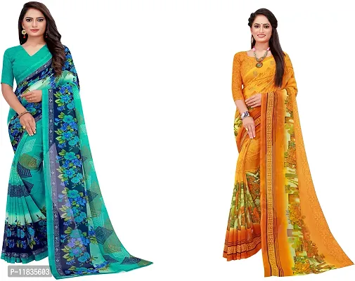 Beautiful Georgette Saree with Blouse Piece Pack Of 2-thumb0