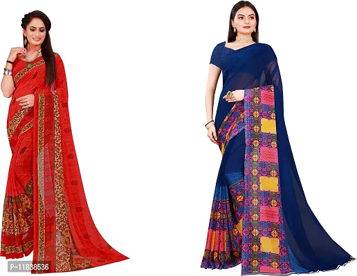 Beautiful Georgette Saree with Blouse Piece Pack Of 2-thumb0