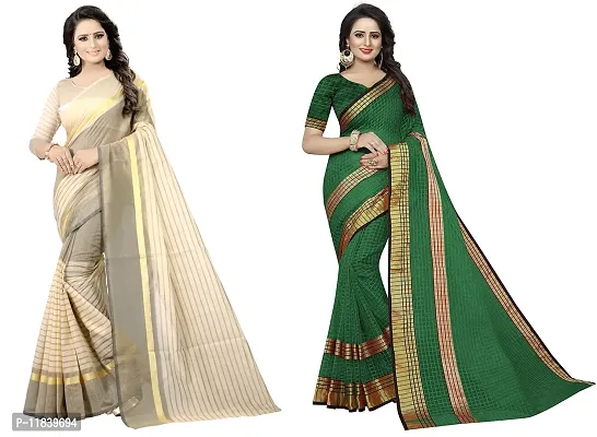 Beautiful Cotton Silk Saree With Blouse Piece Pack Of 2