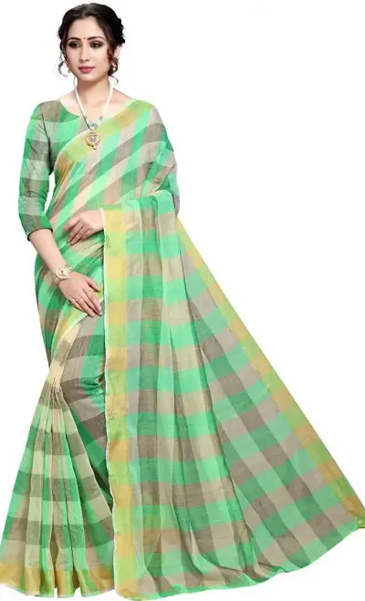 Stylish Fancy Silk Blend Saree With Blouse Piece For Women