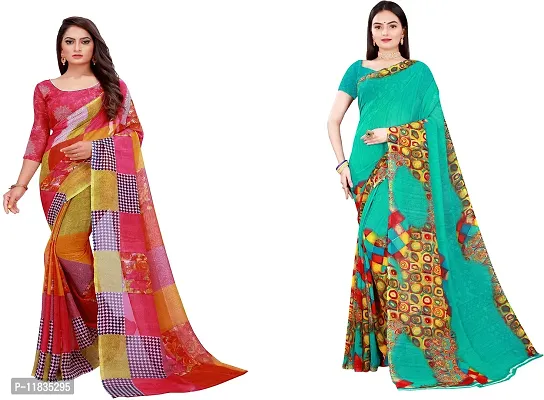 Beautiful Georgette Saree with Blouse Piece Pack Of 2-thumb0