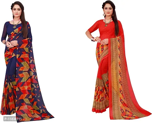 Beautiful Georgette Saree with Blouse Piece Pack Of 2-thumb0