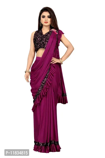 Beautiful Lycra Saree with Blouse Piece-thumb0