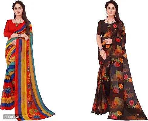 Beautiful Georgette Saree with Blouse Piece Pack Of 2-thumb0