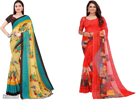 Beautiful Georgette Saree with Blouse Piece Pack Of 2-thumb0