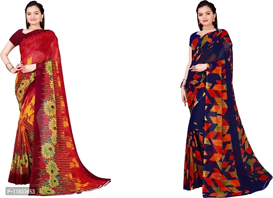 Beautiful Georgette Saree with Blouse Piece Pack Of 2-thumb0