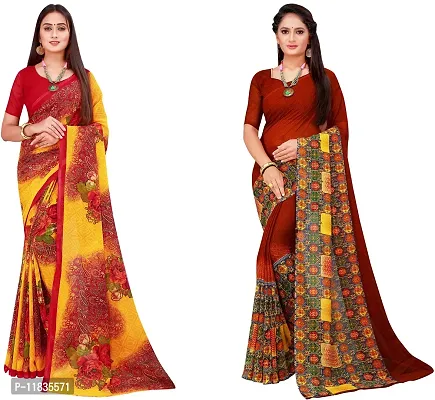 Beautiful Georgette Saree with Blouse Piece Pack Of 2