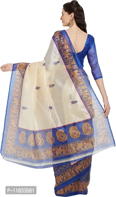 Beautiful Silk Blend Saree with Blouse Piece-thumb2