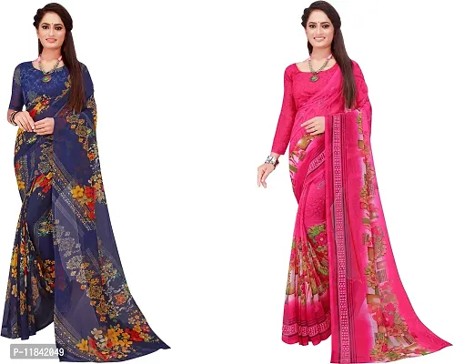 Beautiful Georgette Saree With Blouse Piece Pack Of 2