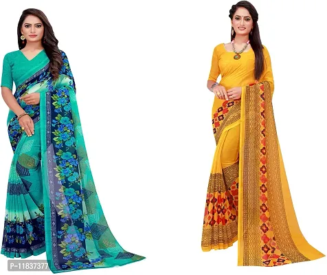 Beautiful Georgette Saree with Blouse Piece Pack Of 2-thumb0