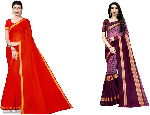 Beautiful Art Silk Saree with Blouse Piece Pack Of 2-thumb0