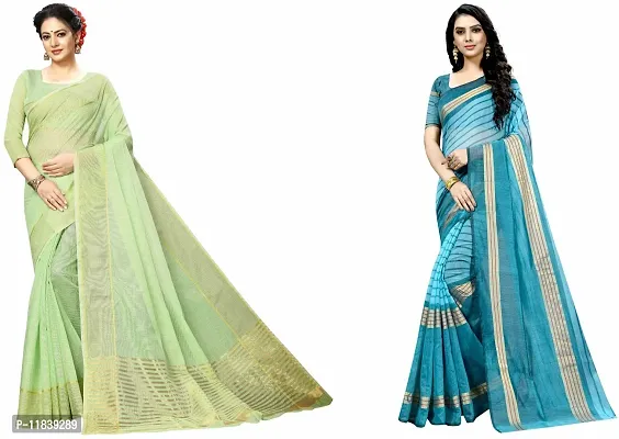 Beautiful Art Silk Saree With Blouse Piece Pack Of 2-thumb0