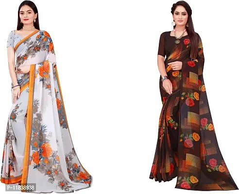 Beautiful Georgette Saree with Blouse Piece Pack Of 2-thumb0