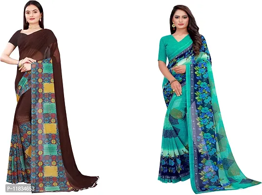 Beautiful Georgette Saree with Blouse Piece Pack Of 2-thumb0