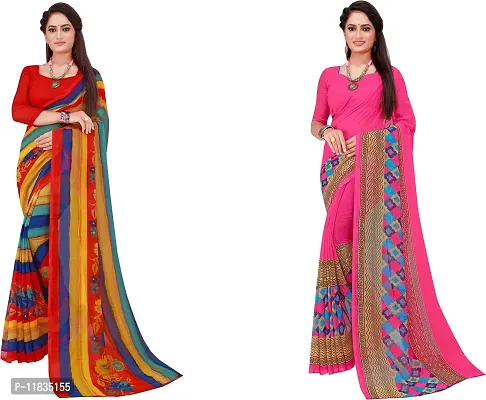 Beautiful Georgette Saree with Blouse Piece Pack Of 2-thumb0