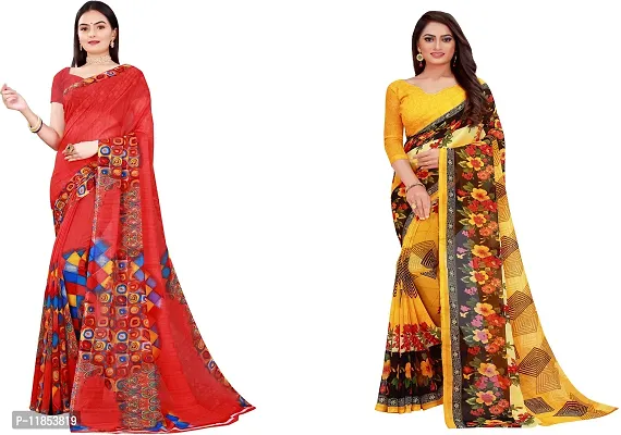 Beautiful Georgette Saree With Blouse Piece Pack Of 2