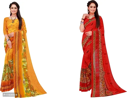 Beautiful Georgette Saree with Blouse Piece Pack Of 2-thumb0