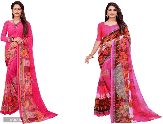 Beautiful Georgette Saree with Blouse Piece Pack Of 2-thumb0