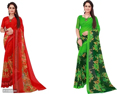 Beautiful Georgette Saree with Blouse Piece Pack Of 2-thumb0