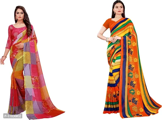 Beautiful Georgette Saree with Blouse Piece Pack Of 2