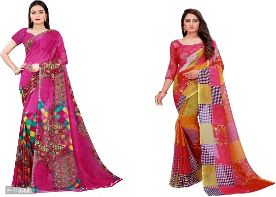 Beautiful Georgette Saree with Blouse Piece Pack Of 2