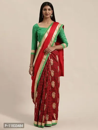 Beautiful Art Silk Saree with Blouse Piece-thumb0