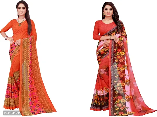 Beautiful Georgette Saree With Blouse Piece Pack Of 2-thumb0