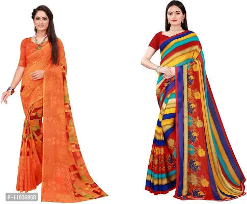 Beautiful Georgette Saree with Blouse Piece Pack Of 2-thumb0