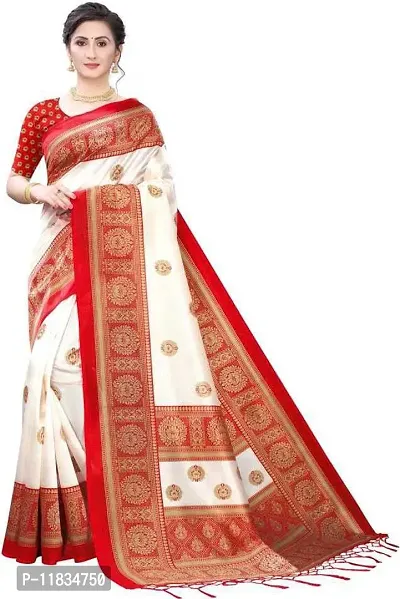 Beautiful Art Silk Saree with Blouse Piece-thumb0