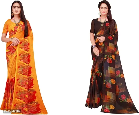 Beautiful Georgette Saree With Blouse Piece Pack Of 2-thumb0