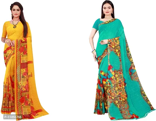 Beautiful Georgette Saree With Blouse Piece Pack Of 2-thumb0