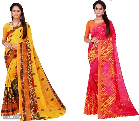 Beautiful Georgette Saree with Blouse Piece Pack Of 2-thumb0