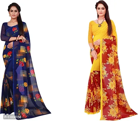 Beautiful Georgette Saree with Blouse Piece Pack Of 2-thumb0