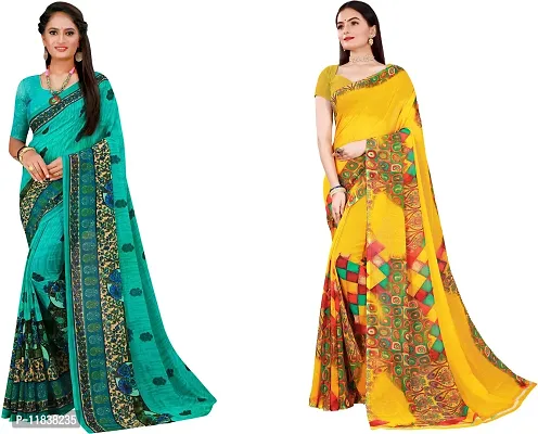 Beautiful Georgette Saree with Blouse Piece Pack Of 2