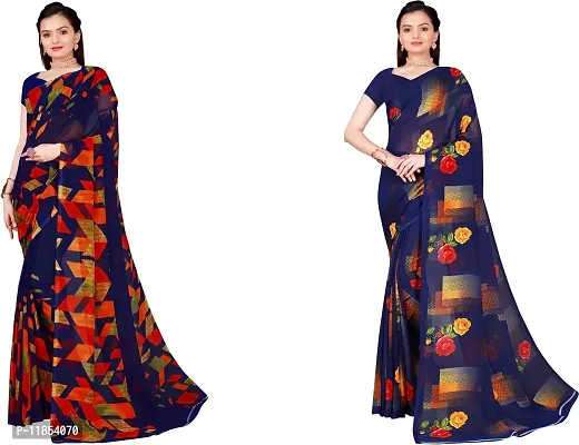 Beautiful Georgette Saree With Blouse Piece Pack Of 2