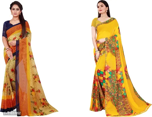 Beautiful Georgette Saree with Blouse Piece Pack Of 2