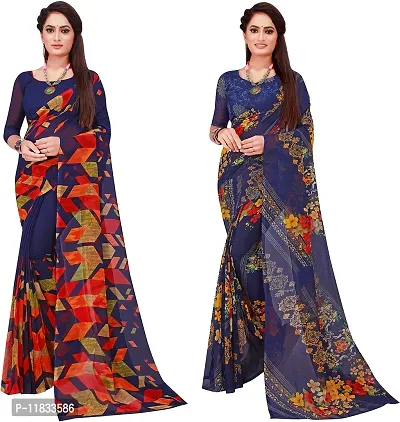 Beautiful Georgette Saree with Blouse Piece Pack Of 2-thumb0