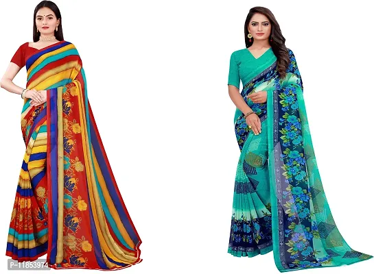 Beautiful Georgette Saree With Blouse Piece Pack Of 2